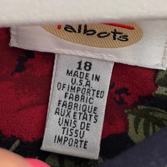 Vintage 90s Talbots Navy Floral Short Sleeve Midi Dress, Made in USA, Women's 18 - Picture 6 of 7